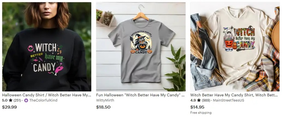 t恤定制萬圣節(jié)元素糖果，女巫