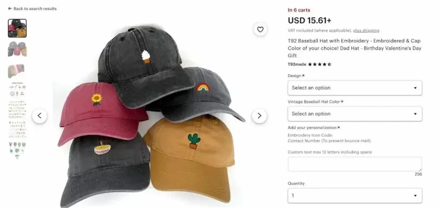 Etsy跨境平臺pod定制帽子