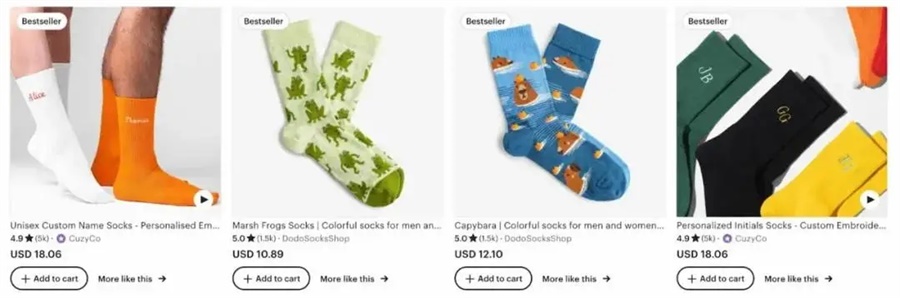 Etsy跨境平臺pod定制襪子